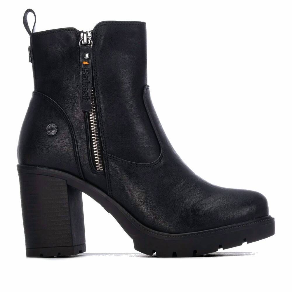 NEW REFRESH women's casual chunky block heel ankle booties in black